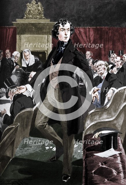Disraeli's first speech in the House of Commons, 19th century (c1905). Creator: Unknown.