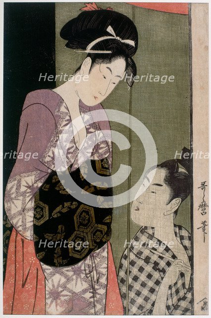 Mosquito Net, ca 1797. Artist: Utamaro, Kitagawa (1753-1806)