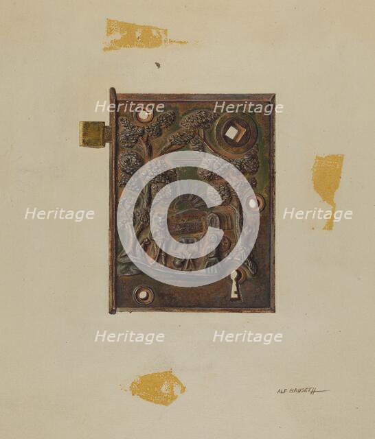 Door Lock, c. 1940. Creator: Alf Bruseth.