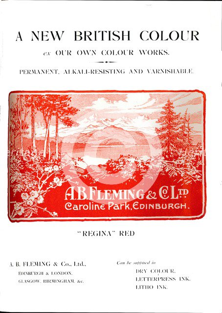'A. B. Fleming & Co. Ltd. Advert - Regina Red', 1919. Artist: AB Fleming & Co.