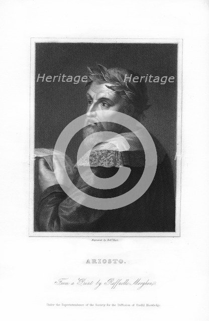 Ludovico Ariosto, Italian Renaissance poet, (1836).Artist: Robert Hart