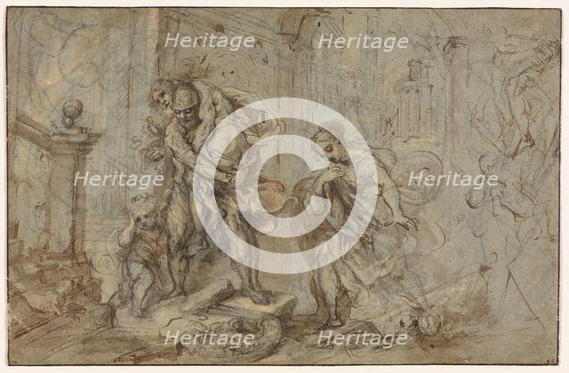 Aeneas Saving Anchises at the Fall of Troy, 1587-1588. Creator: Federico Barocci (Italian, 1528-1612), attributed to.