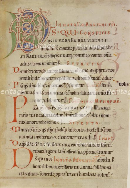 Inhabited Initial D; Sacramentary, third quarter of 12th century. Creator: Unknown.