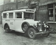 London County Council ambulance, Deptford, 1935. Artist: Unknown.