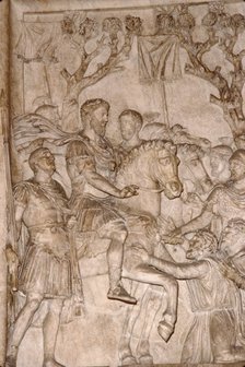 Panel of Marcus Aurelius,  receiving homage from chiefs of the Marcomanni, c2nd century. Artist: Unknown.