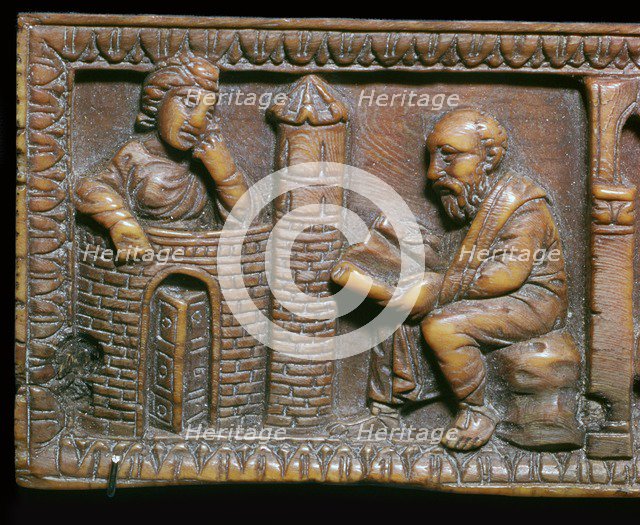 Ivory panel showing St Paul and Thecla, 4th century. Artist: Unknown