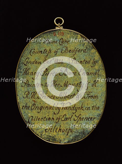 Portrait of the Countess of Bedford, after Anton Van Dyck, 1844. Creator: Henry Pierce Bone.