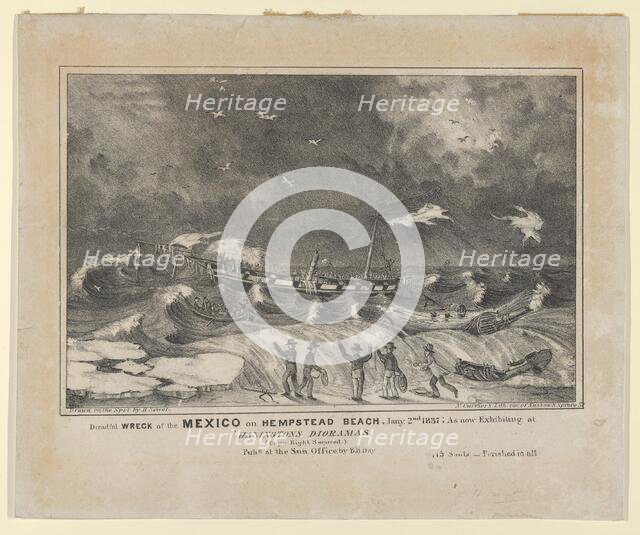 Dreadful Wreck of the Mexico on Hempstead Beach, January 2nd, 1837, 1848-56. Creator: Nathaniel Currier.