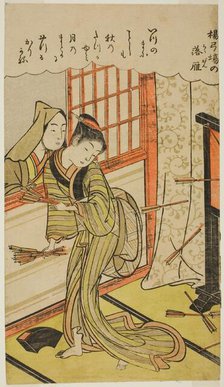 Descending Geese in the Archery Gallery (Yokyuba no Rakugan), c. 1770s. Creator: Kitao Shigemasa.