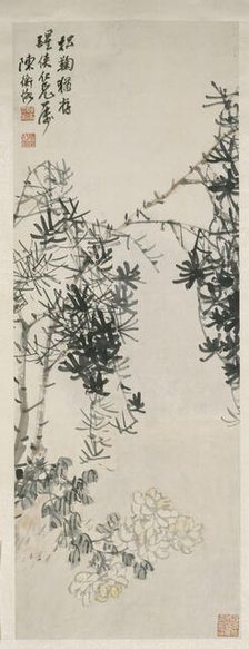 The Pine and the Chrysanthemum Endure, probably 1901 - 1925. Creator: Chen Hengke.
