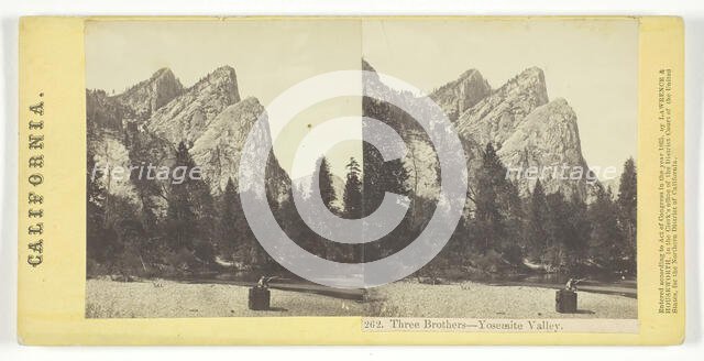 Three Brothers - Yosemite Valley, California, 1865. Creator: Lawrence & Houseworth.