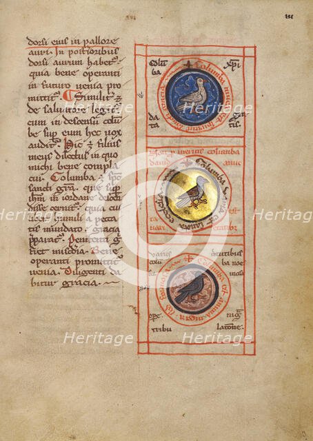 Three Medallions with Doves; Bestiary, about 1270. Creator: Unknown.
