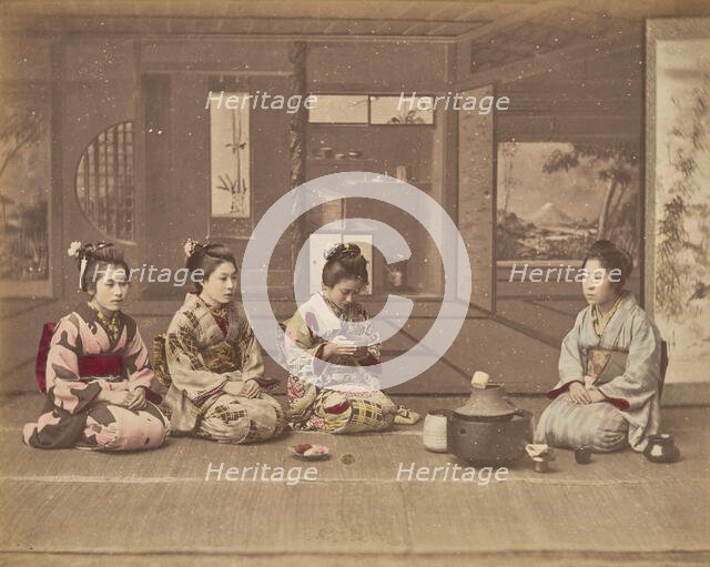 Japanese Tea Ceremonies, about 1875-1890s. Creator: Adolfo Farsari.