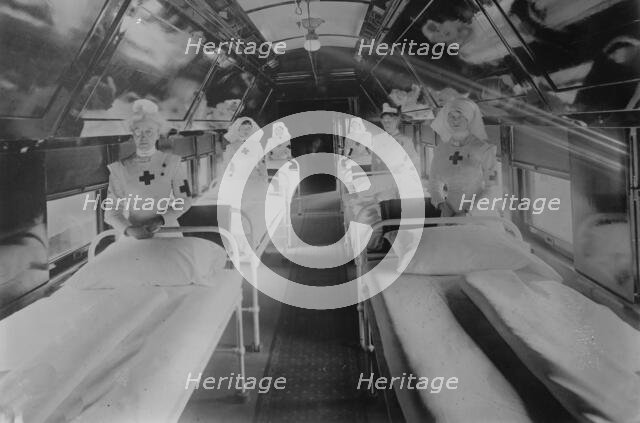 Interior Military Hospital car, C.P.R.'Y, 1917. Creator: Bain News Service.