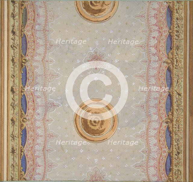 A design for the painted decoration of a ceiling or walls, 1830-97. Creators: Jules-Edmond-Charles Lachaise, Eugène-Pierre Gourdet.