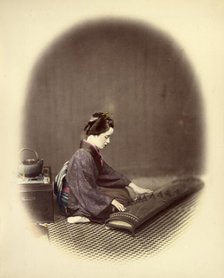 Girl Playing the Koto, 1866-1867. Creator: Felice Beato.