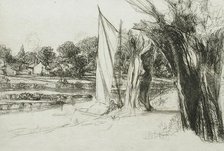 Thames Ditton - With a Sail, 1864. Creator: Francis Seymour Haden.