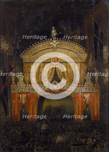 'Temple Bar Illuminated for the Marriage of the Prince of Wales, 11 March 1863'. Artist: Unknown
