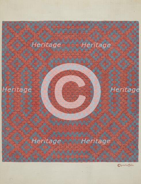 Coverlet - Section of Right Side, c. 1937. Creator: Cornelius Christoffels.
