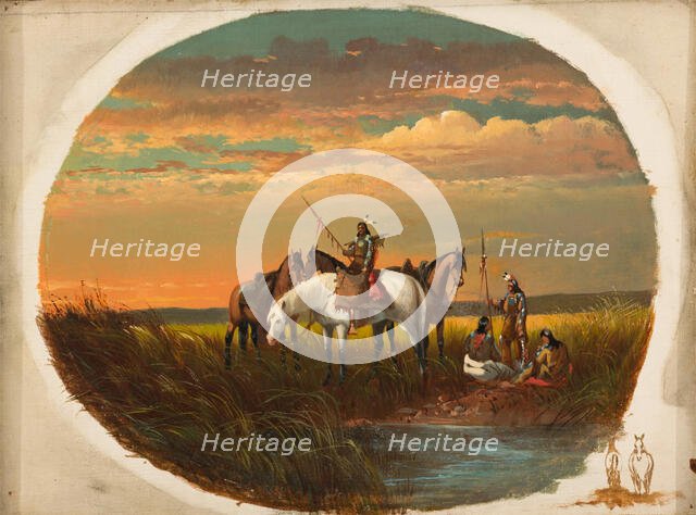 A Halt on the Prairie for a Smoke, between 1860 and 1872. Creator: John Mix Stanley.