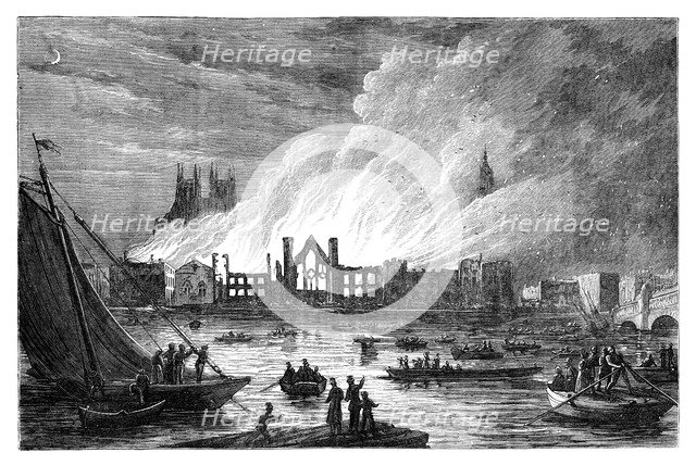 The Burning of the Houses of Parliament, London, 1834 (c1895). Artist: Unknown