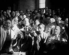 Crowd of Civilians Buying and Selling Stocks and Shares, 1932. Creator: British Pathe Ltd.