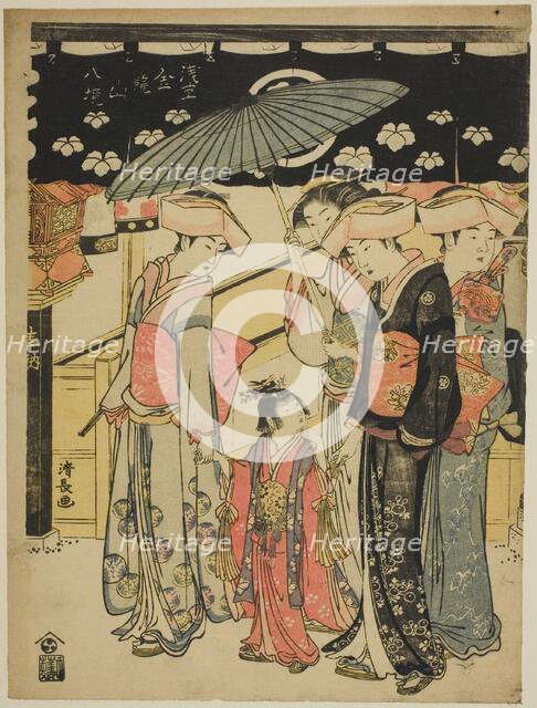 The Nakamise Shopping Street, from the series "Eight Precincts of the Kinryuzan Temple in...,c.1782. Creator: Torii Kiyonaga.