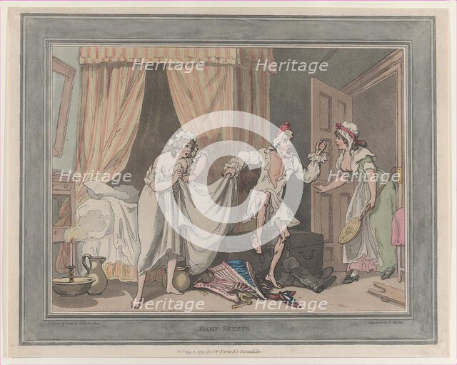 Damp Sheets, August 1, 1791., August 1, 1791. Creators: Thomas Rowlandson, Thomas Malton II.