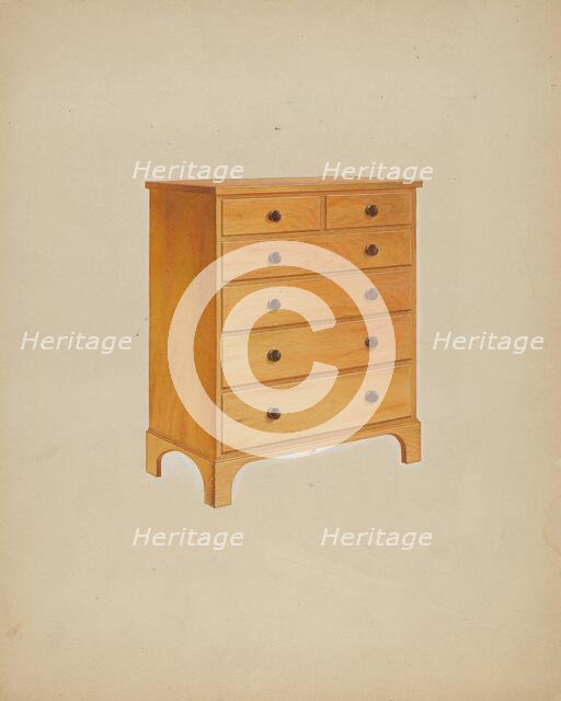 Shaker Chest of Drawers, c. 1938. Creator: John W Kelleher.