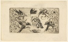 Ornament Panels with Birds: Plate 8, 1617. Creator: Adrian Muntink.