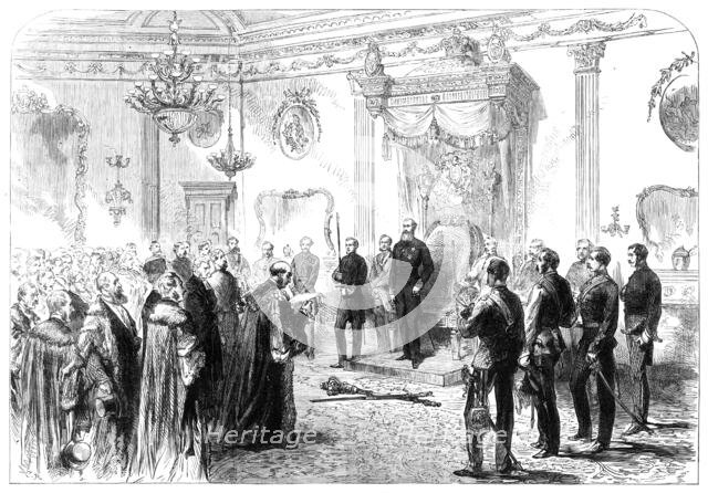 The Lord Lieutenant holding a State Reception at Dublin Castle,1869. Creator: Unknown.