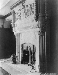 Fireplace, with words "In Deo solo confido", in home of Edmund..., Greenwich, Connecticut, 1908. Creator: Frances Benjamin Johnston.
