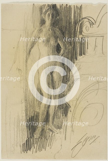 Nude Figure Standing Near a Bed, 1900/03. Creator: Anders Leonard Zorn.