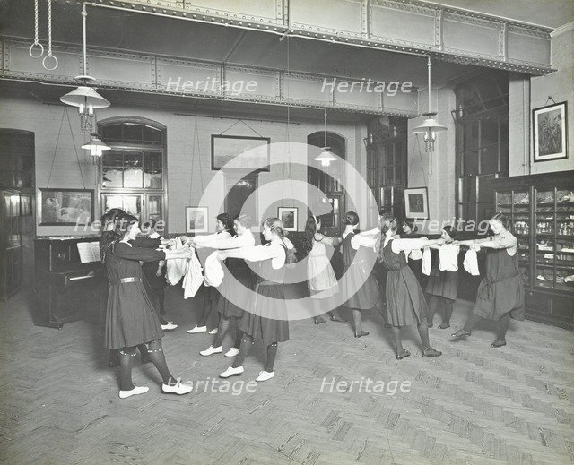Girls morris dancing, Cosway Street Evening Institute for Women, London, 1914.  Artist: Unknown.