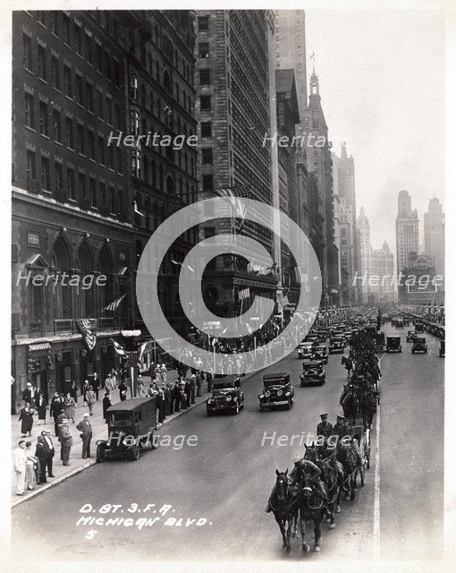 Field Artillery on Michigan Boulevard, Chicago, Illinois, USA, 1930. Artist: Unknown