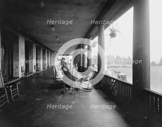 On the west veranda, Hotel Champlain, Bluff Point, N.Y., c.between 1910 and 1920. Creator: Unknown.