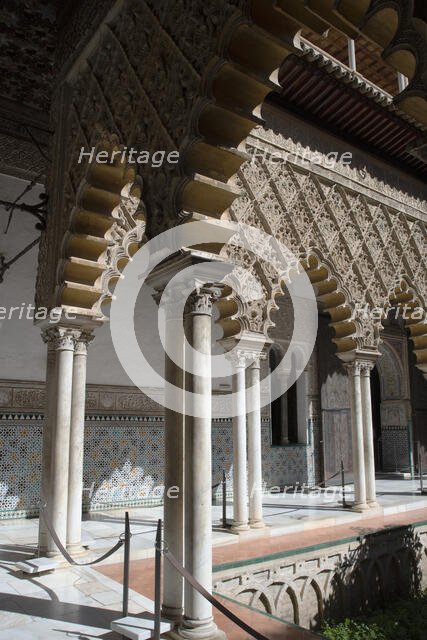 Courtyard of the Royal Alcazar of Seville, the royal palace prevously a citadel, Spain, 2023. Creator: Ethel Davies.