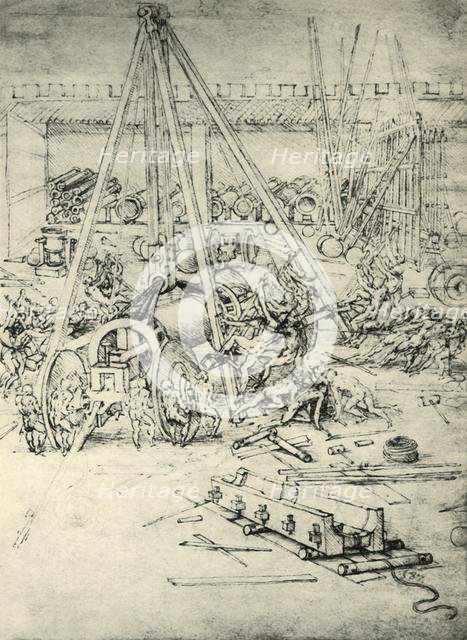 'A scene in an arsenal', c1485-1490, (1943). Creator: Leonardo da Vinci.