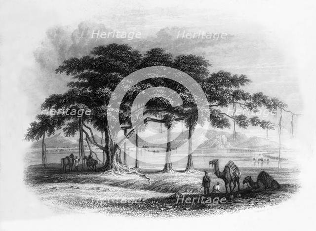 'Runjeet Singh's Encampment at Roopur, on the river Sutlej', 1838. Creator: George Francis White.