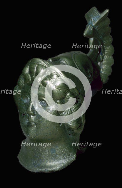 Romano-British copper alloy head of Minerva with Corinthian helmet. Artist: Unknown