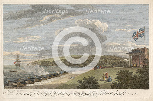 A View of Mount Edgcumbe from the Block House, pub. 1755. Creator: Samuel Scott (1701 - 1772) after; George Lambert (1700 - 1765) after;.