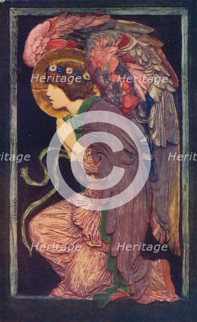 'An Angel Adoring`, a coloured plaster relief by Robert Anning Bell', c1901 (1901-1902).. Artist: Robert Anning Bell.