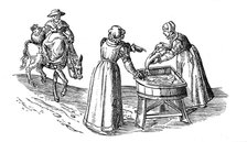 Fish stall in a market, 1572. Artist: Georgius Braun