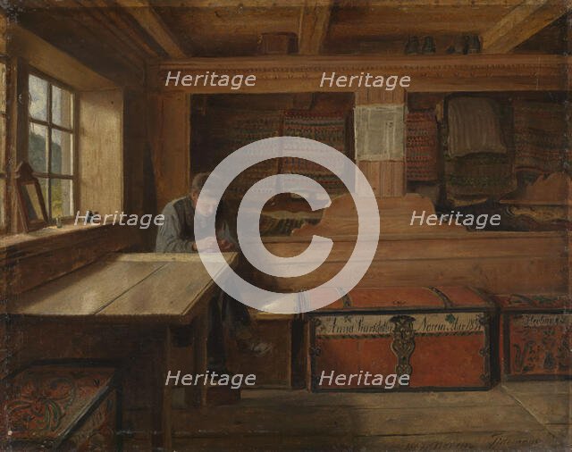 Old Storeroom in Vikoy, 1867. Creator: Adolph Tidemand.