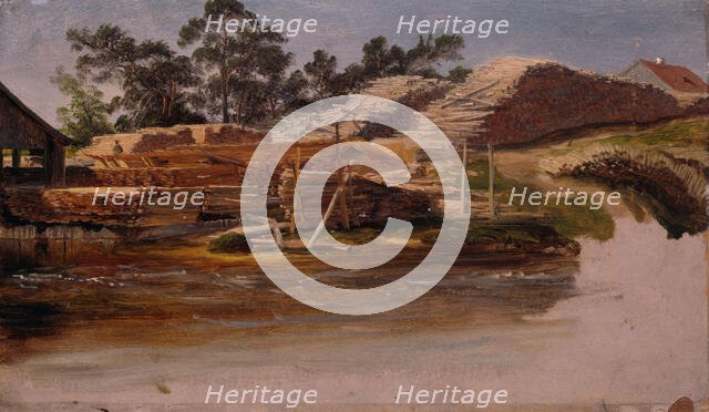 Timber Yard, probably 1839. Creator: Thomas Fearnley.