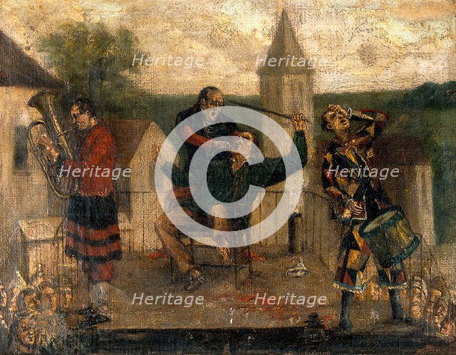 A company of itinerant tooth-drawers performing on a stage, (c1860?). Creator: Unknown.