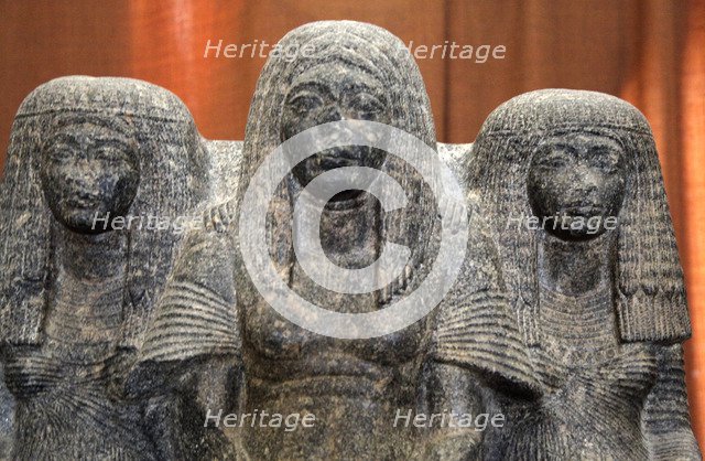 Statue of Amenemheb, Governor of Thebes, with his wife and mother, 14th century BC. Artist: Unknown