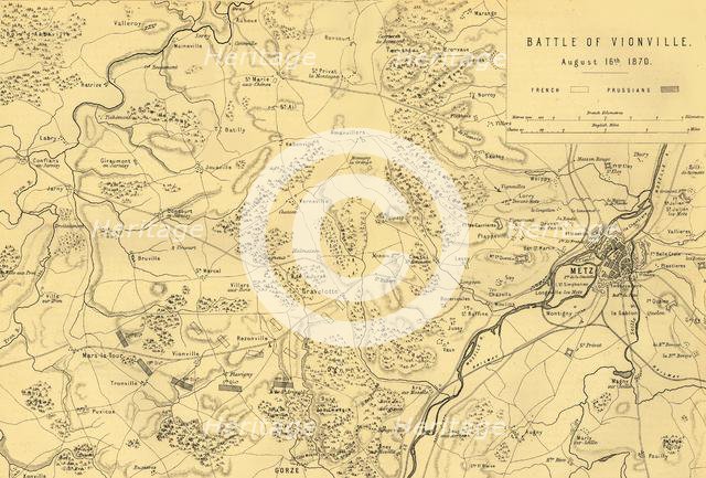 Map of the Battle of Vionville, 16 August 1870, (c1872).  Creator: R. Walker.