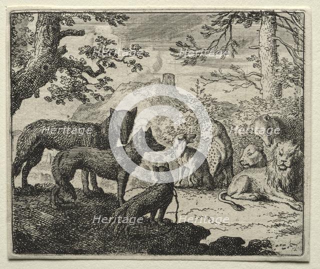 Reynard the Fox: The Relatives of Reynard Leave Court. Creator: Allart van Everdingen (Dutch, 1621-1675).