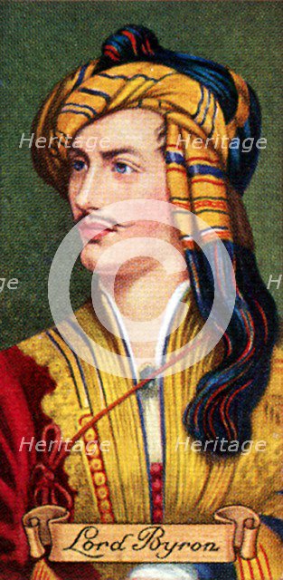 Lord Byron, taken from a series of cigarette cards, 1935. Artist: Unknown
